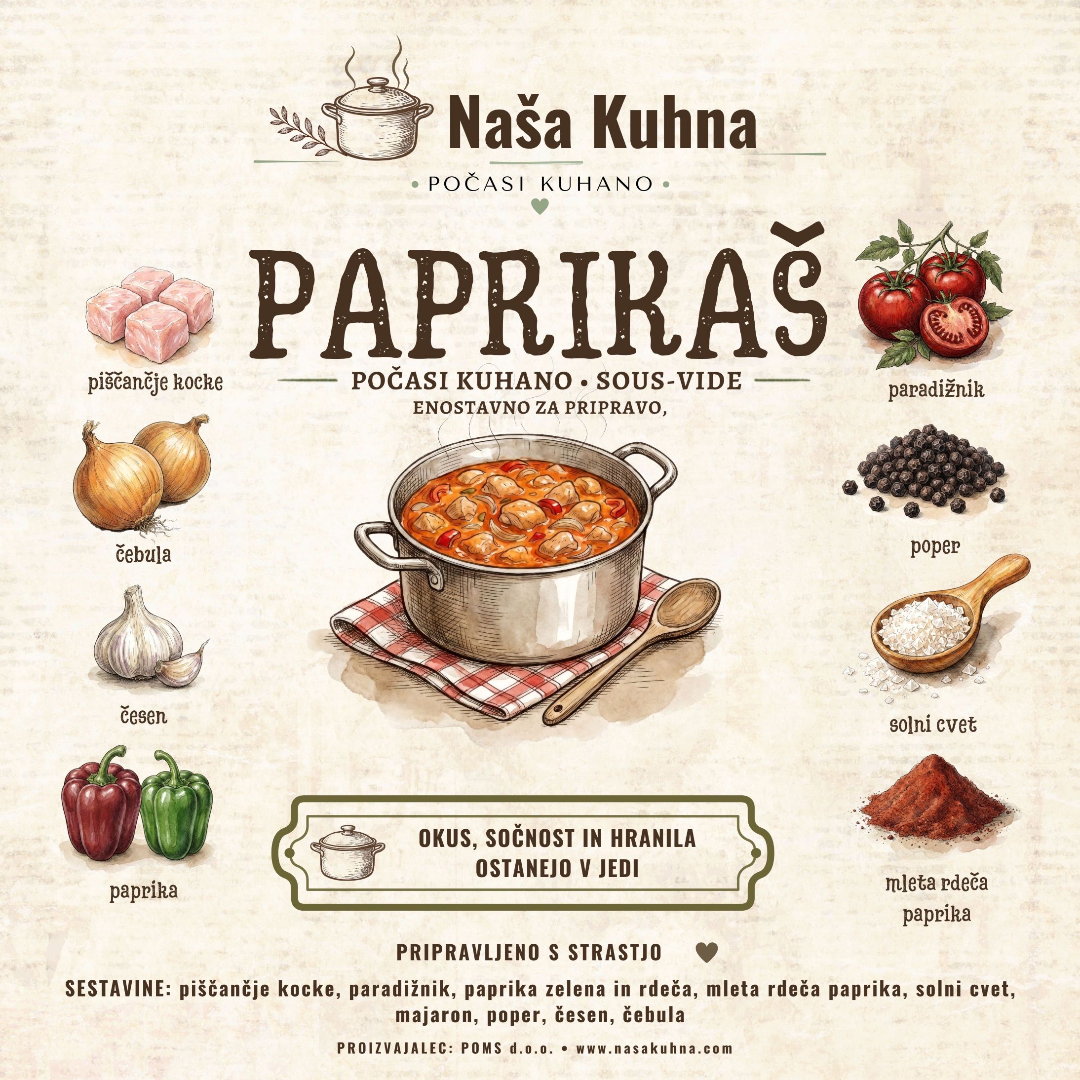 Paprikaš — počasi kuhano sous-vide